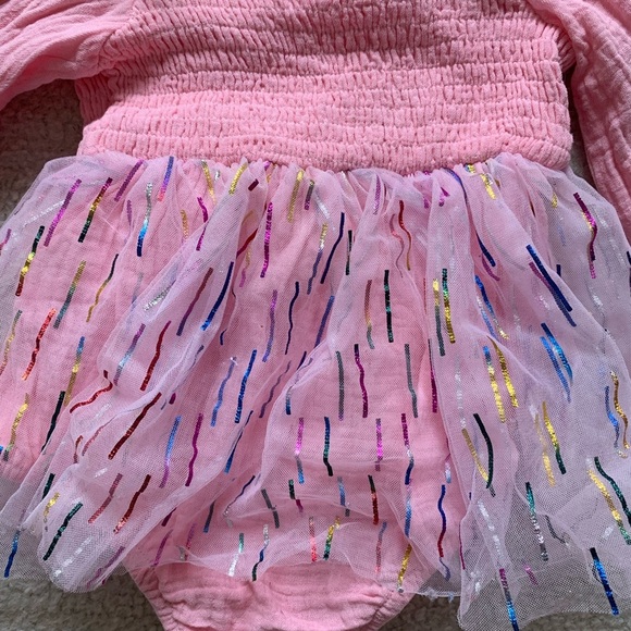 Confetti Dress Smash Cake First Birthday Outfit Dress Colorful Tulle Romper Pink - Picture 9 of 10